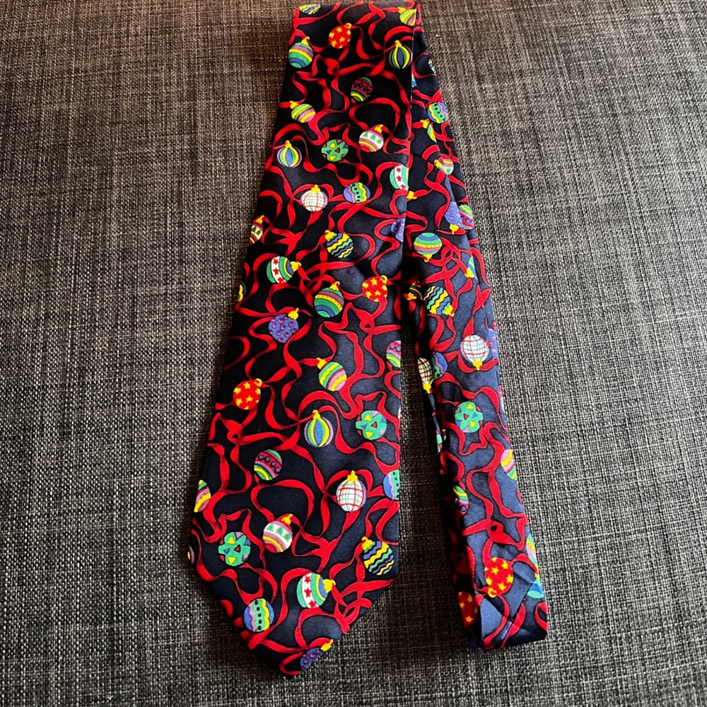 A.L.Y.N.N. Christmas Ornaments Necktie Holiday Party Silk‎ Made in USA 0231
